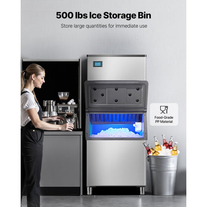 010645146171 - 800LBS/24H Commercial Ice Maker with 500LBS Storage Bin