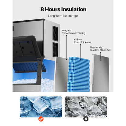 010645146171 - 800LBS/24H Commercial Ice Maker with 500LBS Storage Bin