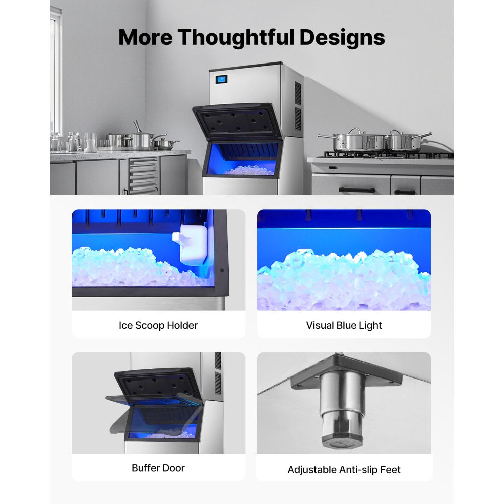 010645146171 - 800LBS/24H Commercial Ice Maker with 500LBS Storage Bin