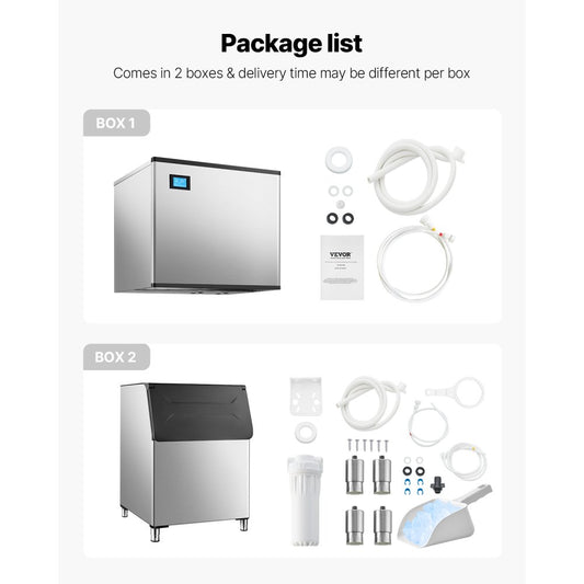 010645146171 - 800LBS/24H Commercial Ice Maker with 500LBS Storage Bin