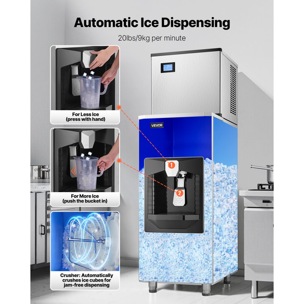 010903511182 - 300 lbs/Day Commercial Ice Maker with 180 lbs Storage Capacity