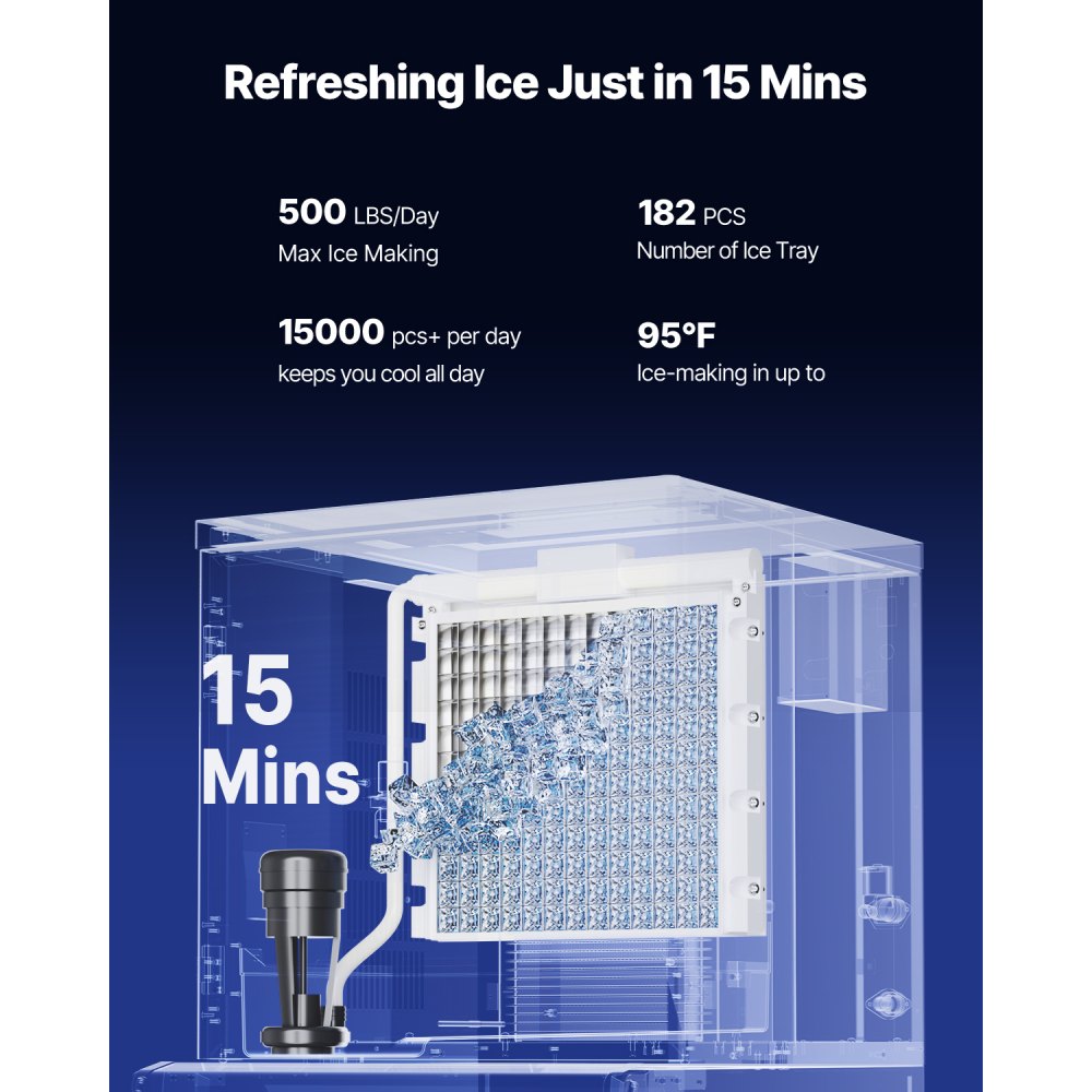 010375177083 - 500 lbs/Day VEVOR Ice Maker with 180 lbs Storage Capacity