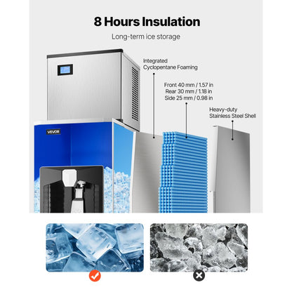 010375177083 - 500 lbs/Day VEVOR Ice Maker with 180 lbs Storage Capacity