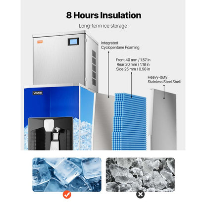 010710878749 - 360 lbs/Day Ice Maker with 180 lbs Storage & Self-Cleaning