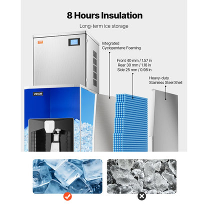 010114403039 - 400 lbs/Day VEVOR Ice Maker with 180 lbs Storage & Self-Cleaning