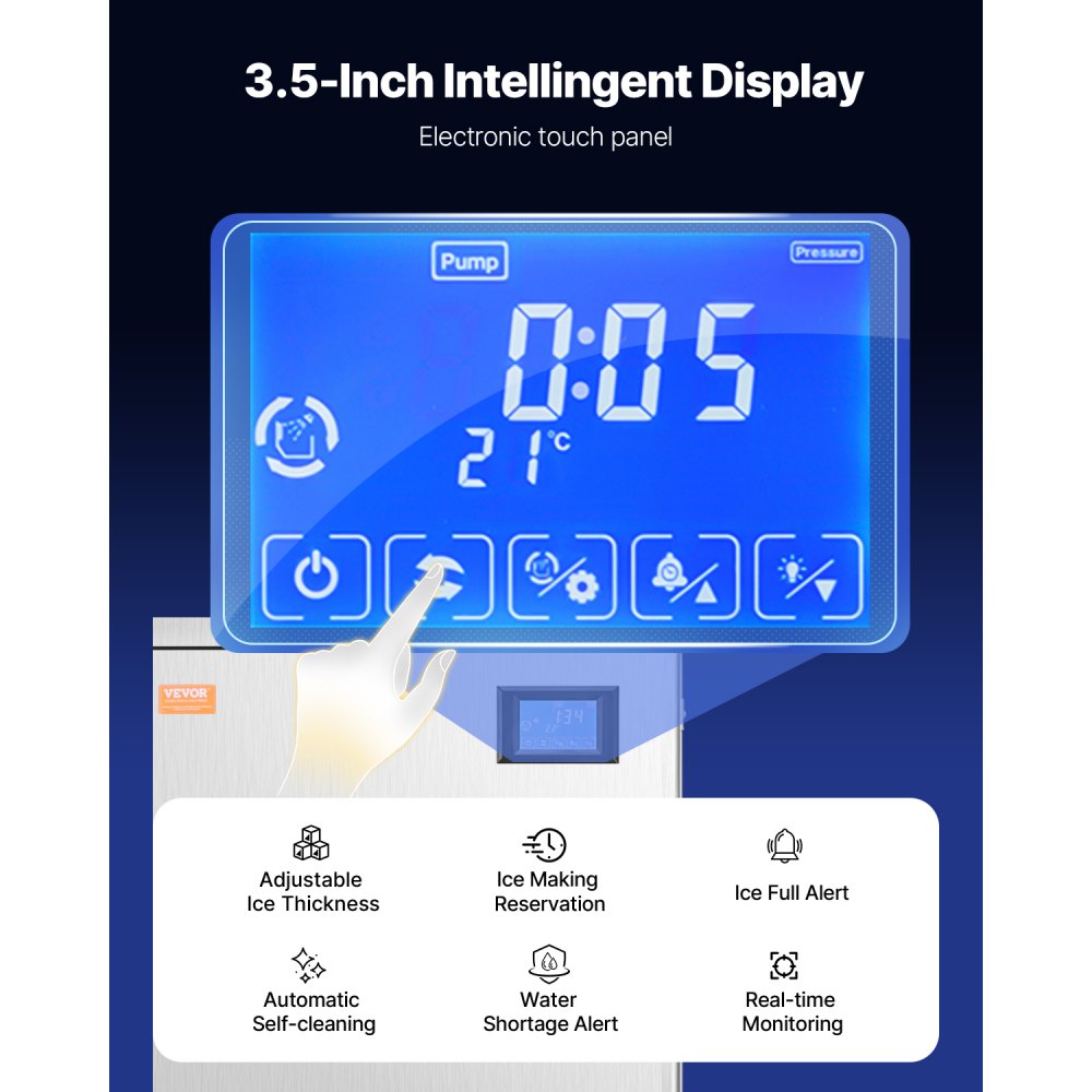 010114403039 - 400 lbs/Day VEVOR Ice Maker with 180 lbs Storage & Self-Cleaning