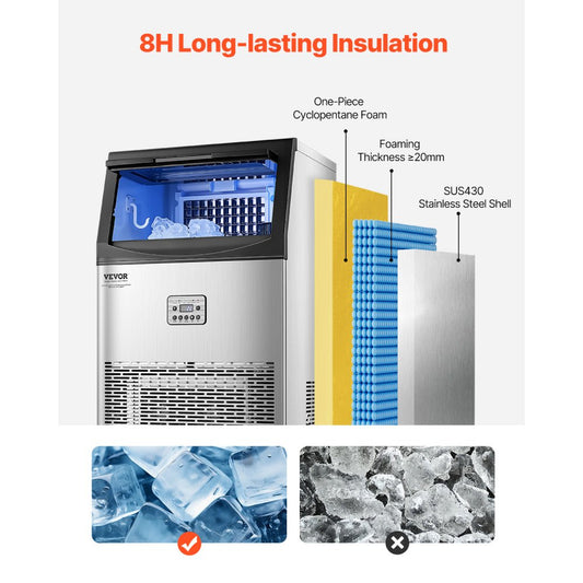 CIM-500T - 90lbs/Day Commercial Ice Maker with Self-Cleaning Function