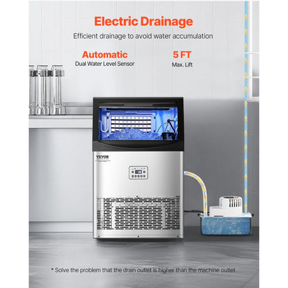 CIM-500T - 90lbs/Day Commercial Ice Maker with Self-Cleaning Function