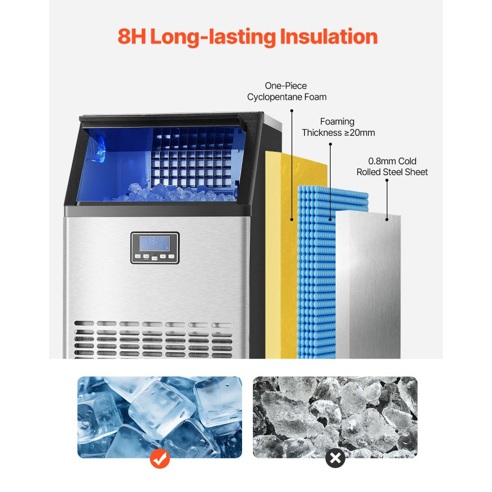 HZB-45 - 100 lbs Daily Ice Maker with Self-Cleaning Function