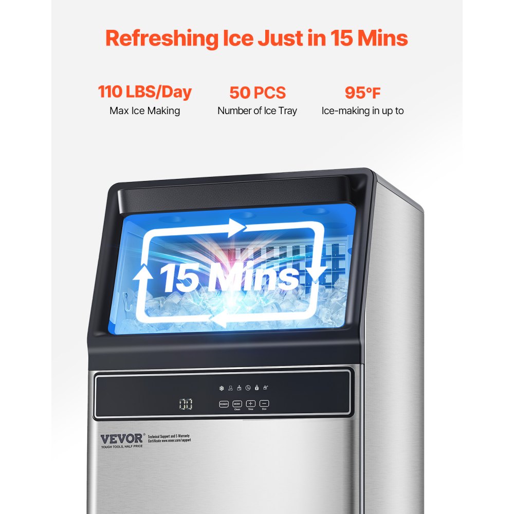 IMC9000B-UL - 110 lbs Commercial Ice Maker with Self-Cleaning Function