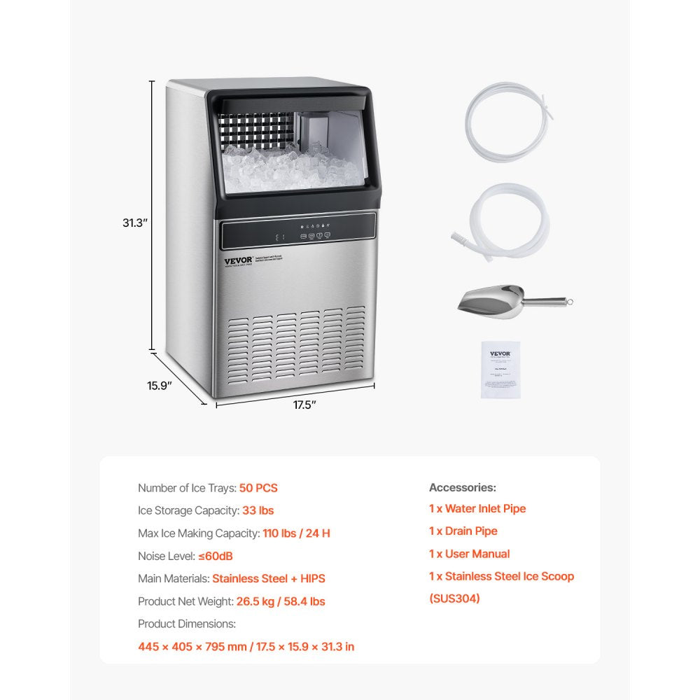 IMC9000B-UL - 110 lbs Commercial Ice Maker with Self-Cleaning Function