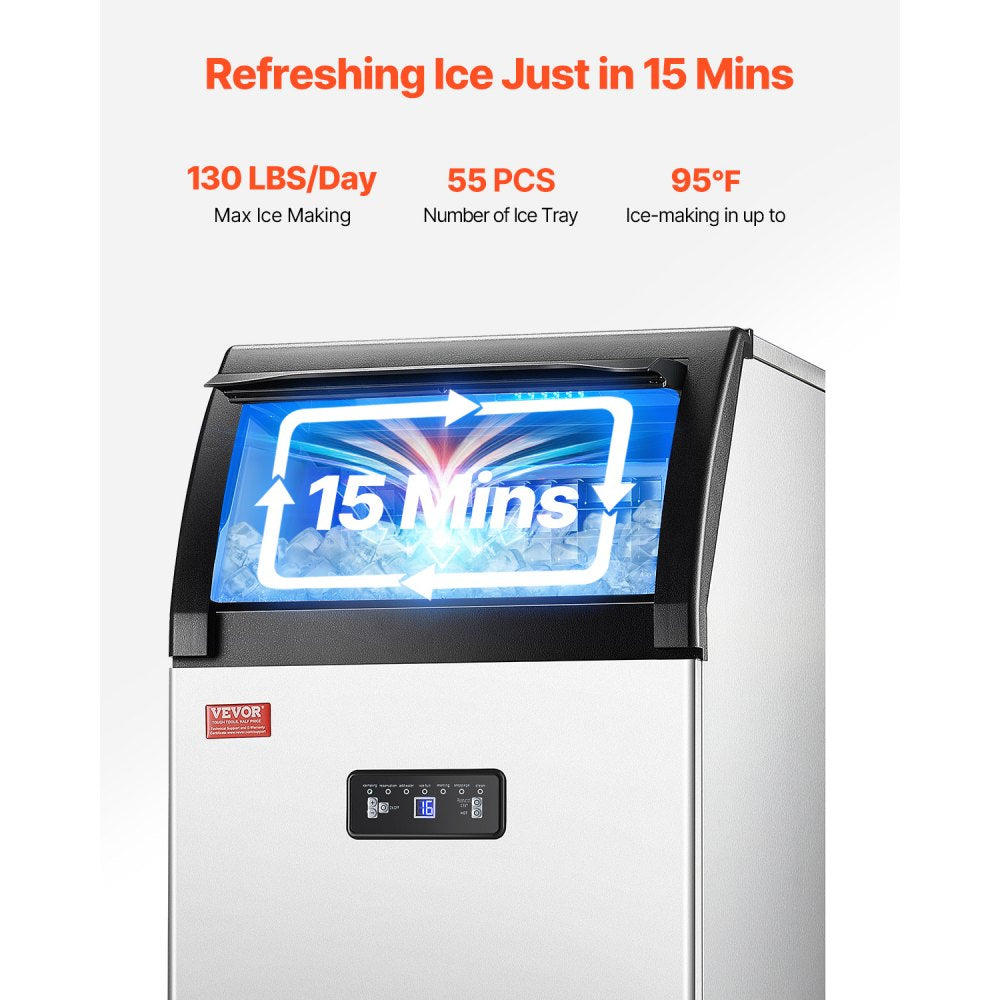 SKF-C55F - 130 lbs Commercial Ice Maker with Auto Self-Cleaning Function