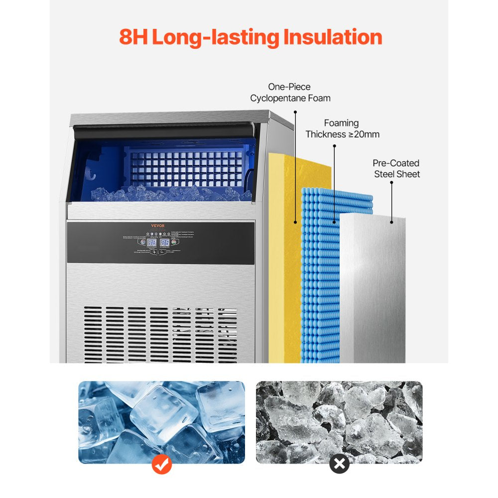 SSX200V - 200lbs Daily Capacity Ice Maker with Auto Self-Cleaning Function