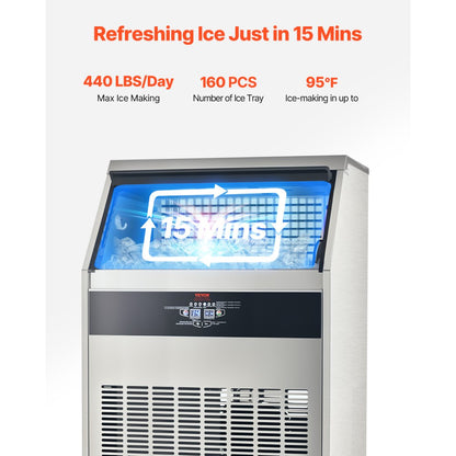 SSX440V - 440lbs/Day Commercial Ice Maker with Auto-Clean & Adjustable Thickness