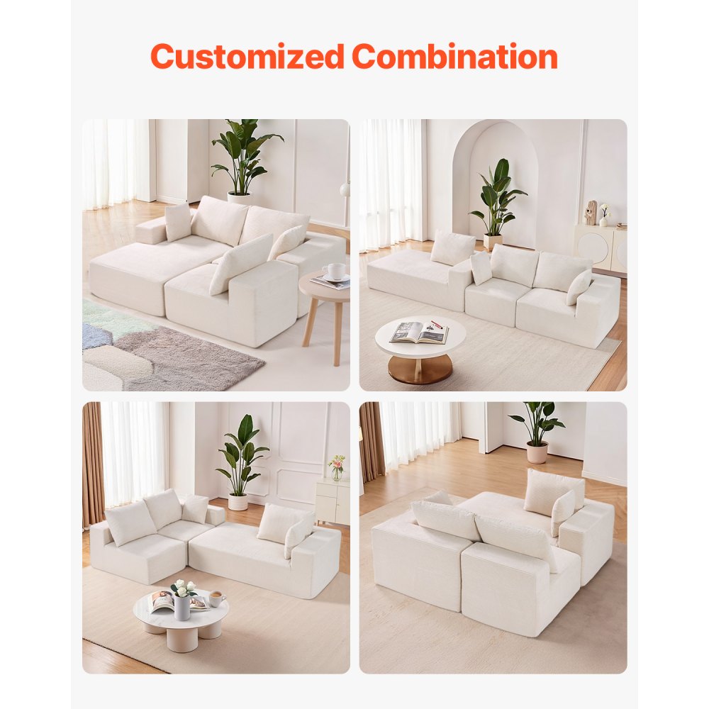 247037# - Customizable Corduroy Modular Sofa for Stylish Living