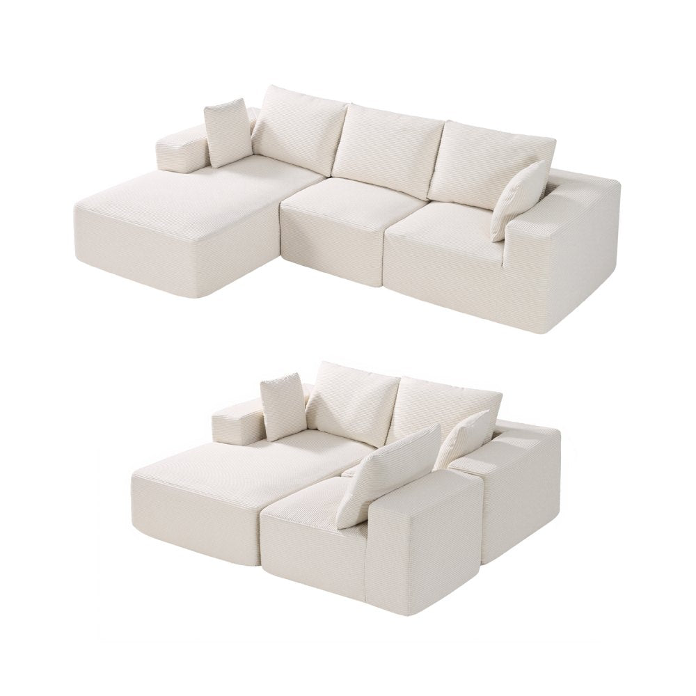 247037# - Customizable Corduroy Modular Sofa for Stylish Living