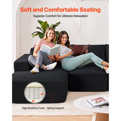 247037# - Versatile Corduroy Modular Sofa with Comfort & Style