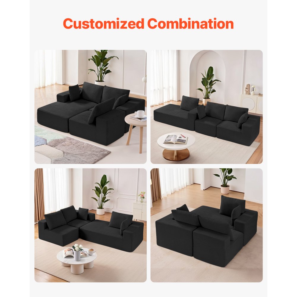 247037# - Versatile Corduroy Modular Sofa with Comfort & Style