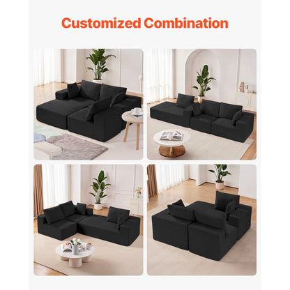 247037# - Versatile Corduroy Modular Sofa with Comfort & Style