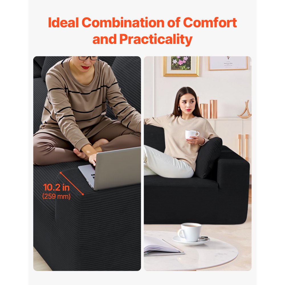 247037# - Versatile Corduroy Modular Sofa with Comfort & Style