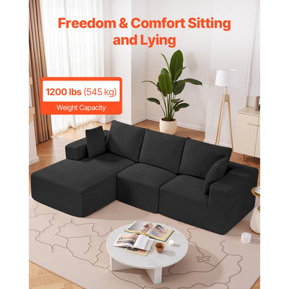 247037# - Versatile Corduroy Modular Sofa with Comfort & Style