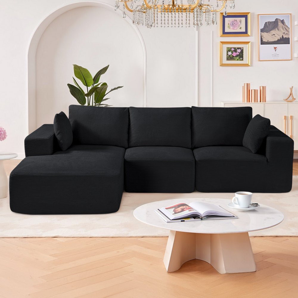 247037# - Versatile Corduroy Modular Sofa with Comfort & Style