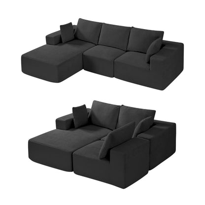 247037# - Versatile Corduroy Modular Sofa with Comfort & Style