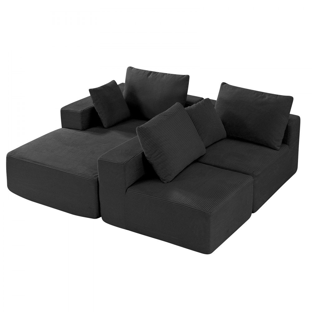 247037# - Versatile Corduroy Modular Sofa with Comfort & Style