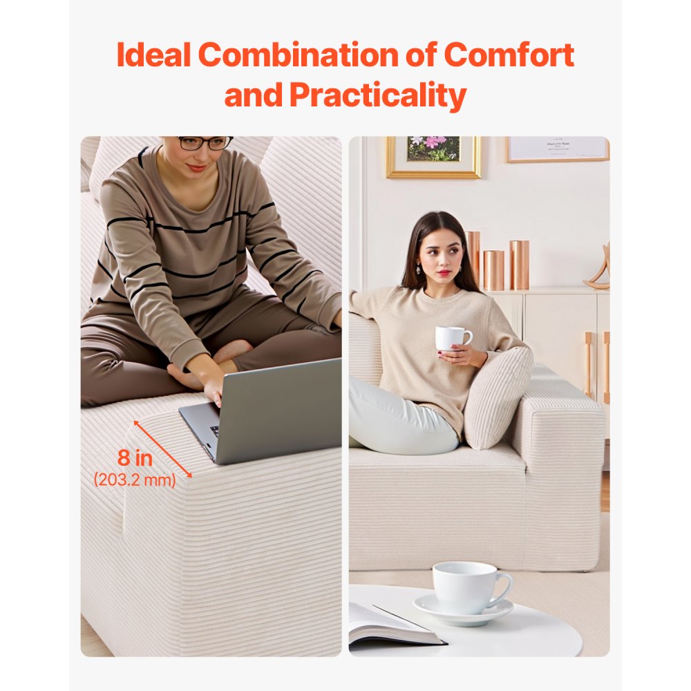 247039# - Corduroy Modular Sofa with Extra-Wide Armrests for Custom Comfort