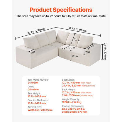 247039# - Corduroy Modular Sofa with Extra-Wide Armrests for Custom Comfort