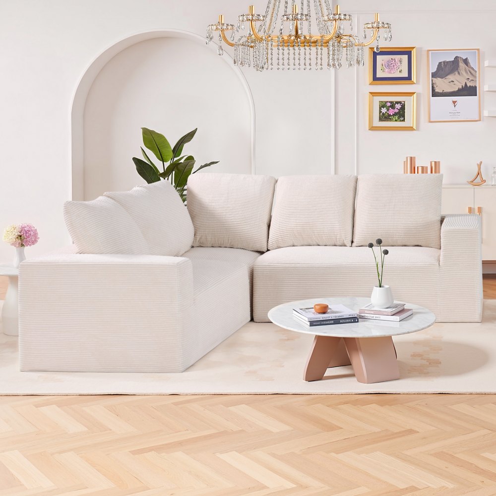 247039# - Corduroy Modular Sofa with Extra-Wide Armrests for Custom Comfort