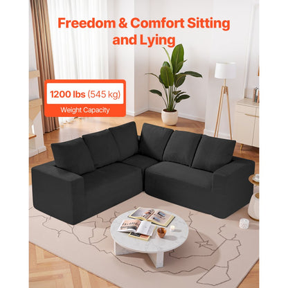247039# - Adjustable Modular Corduroy Sofa with Spacious Armrests