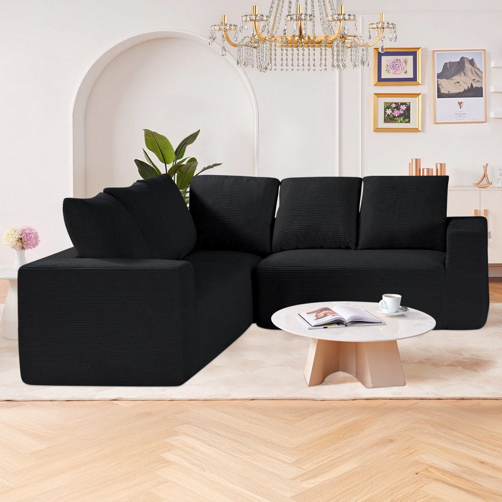 247039# - Adjustable Modular Corduroy Sofa with Spacious Armrests