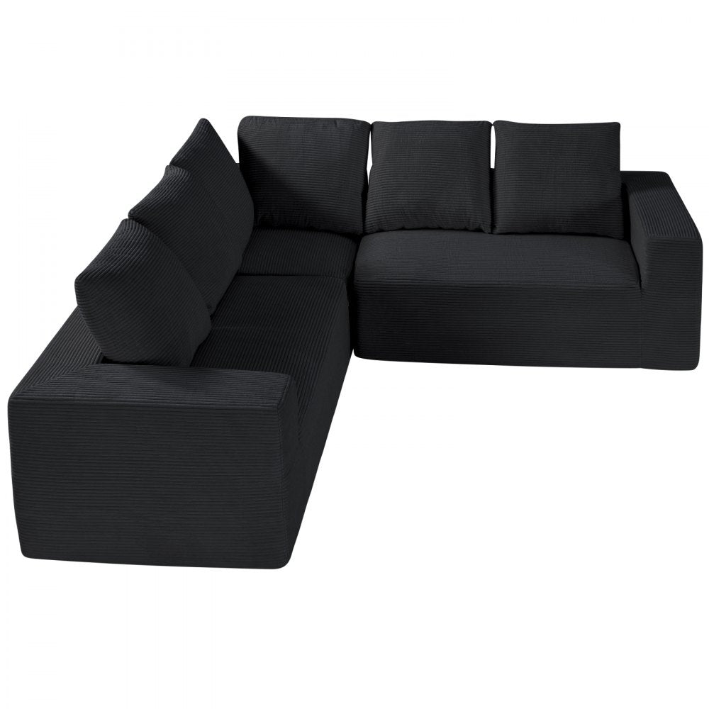 247039# - Adjustable Modular Corduroy Sofa with Spacious Armrests