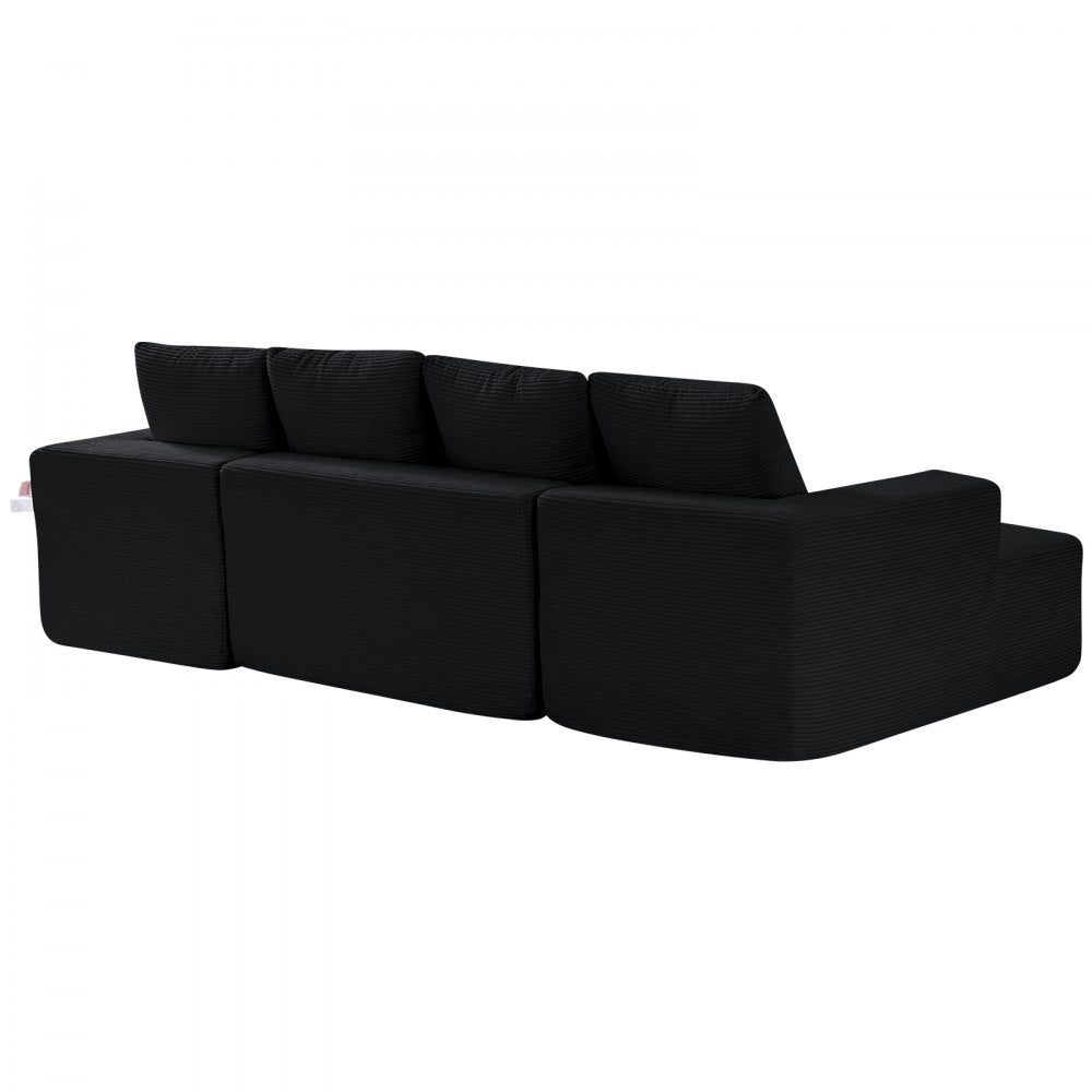 247038# - Modular U-Shaped Sofa with High-Elastic Foam & Corduroy Fabric