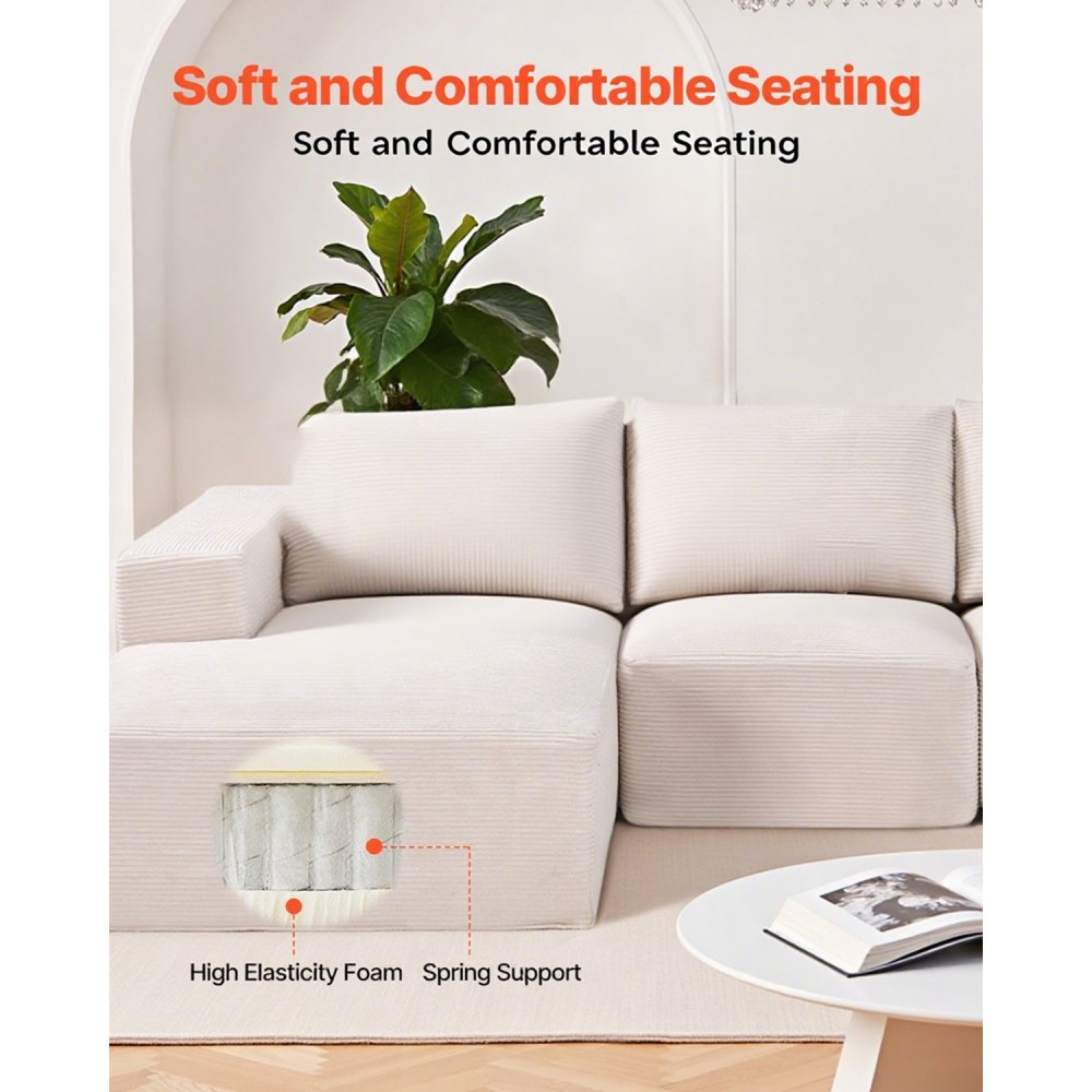 247038# - Versatile Modular Sofa in Corduroy, U-Shaped Design