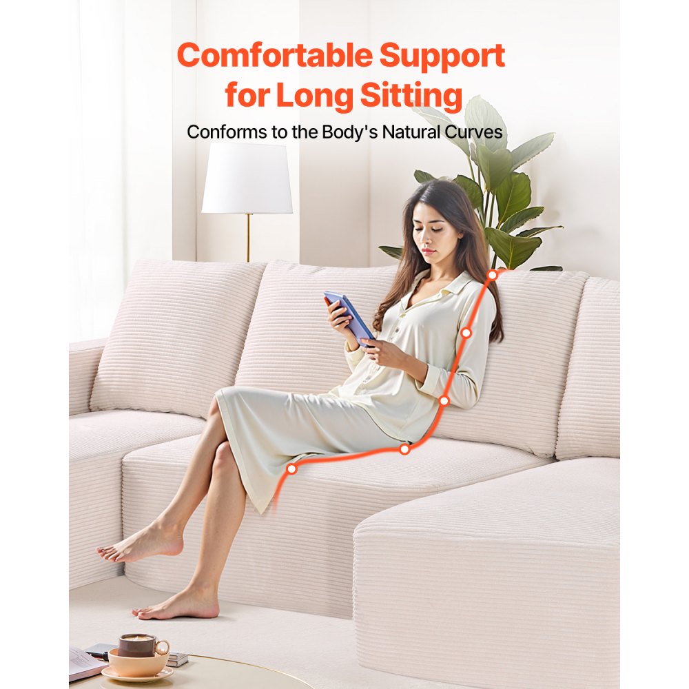 247038# - Versatile Modular Sofa in Corduroy, U-Shaped Design