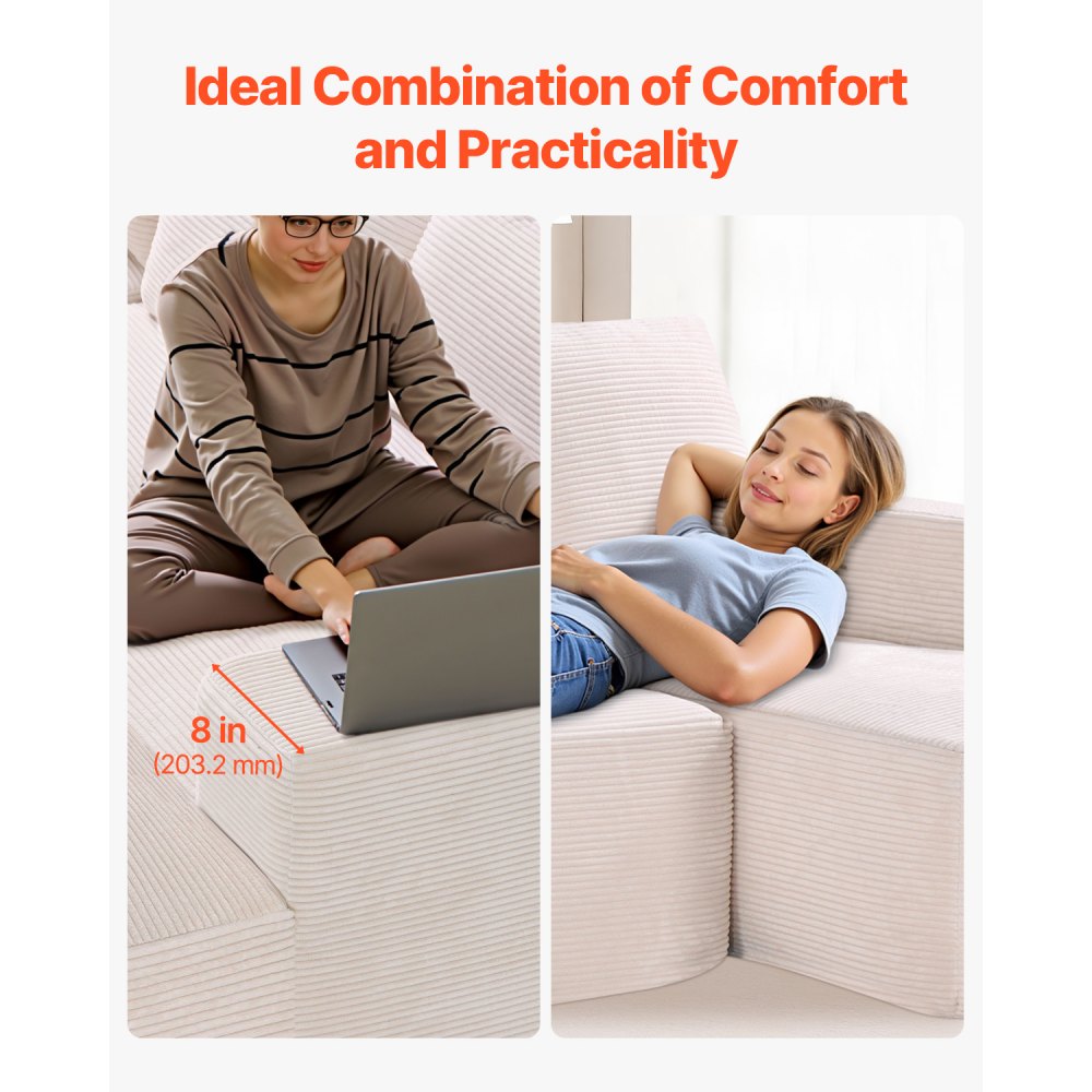 247038# - Versatile Modular Sofa in Corduroy, U-Shaped Design