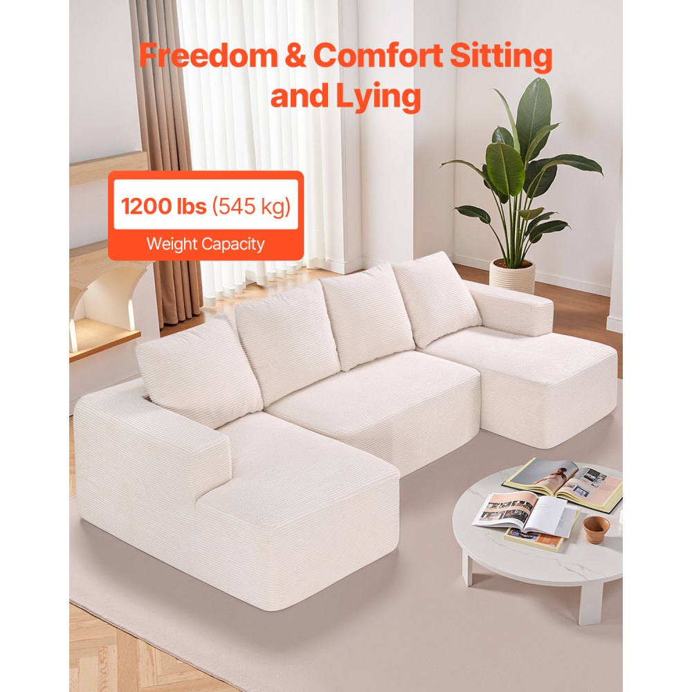 247038# - Versatile Modular Sofa in Corduroy, U-Shaped Design