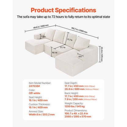 247038# - Versatile Modular Sofa in Corduroy, U-Shaped Design
