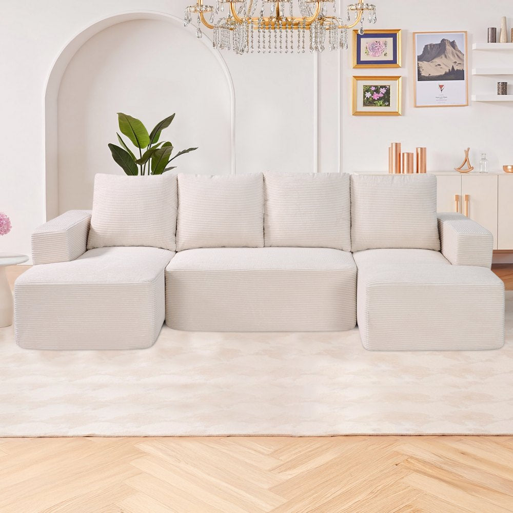 247038# - Versatile Modular Sofa in Corduroy, U-Shaped Design