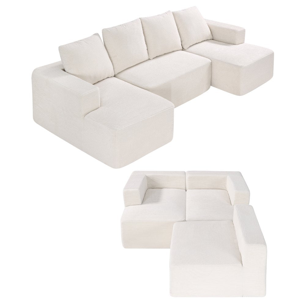 247038# - Versatile Modular Sofa in Corduroy, U-Shaped Design