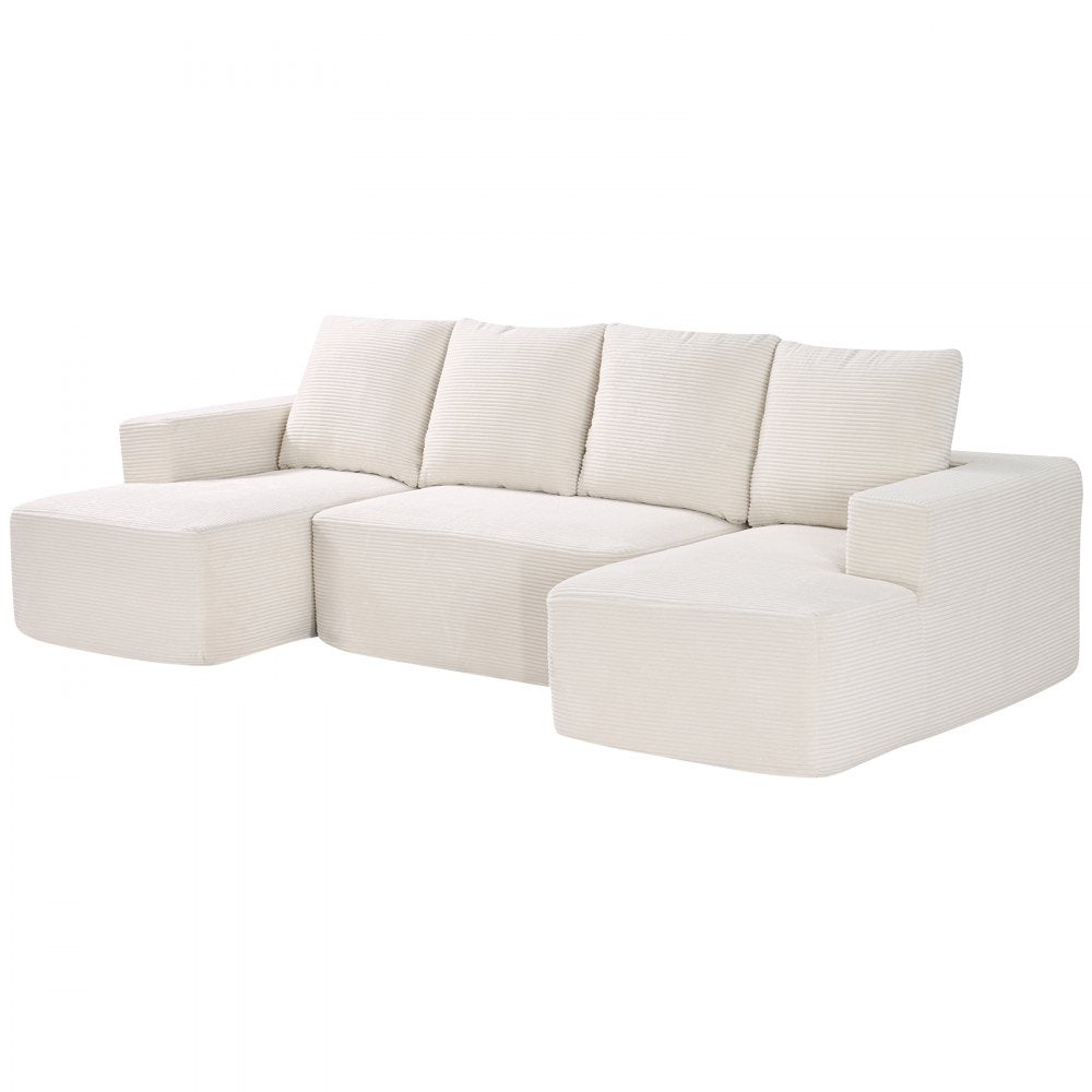 247038# - Versatile Modular Sofa in Corduroy, U-Shaped Design