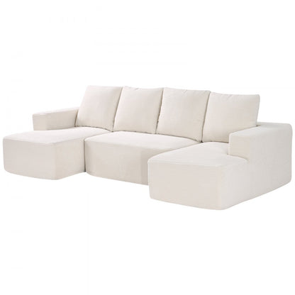 247038# - Versatile Modular Sofa in Corduroy, U-Shaped Design