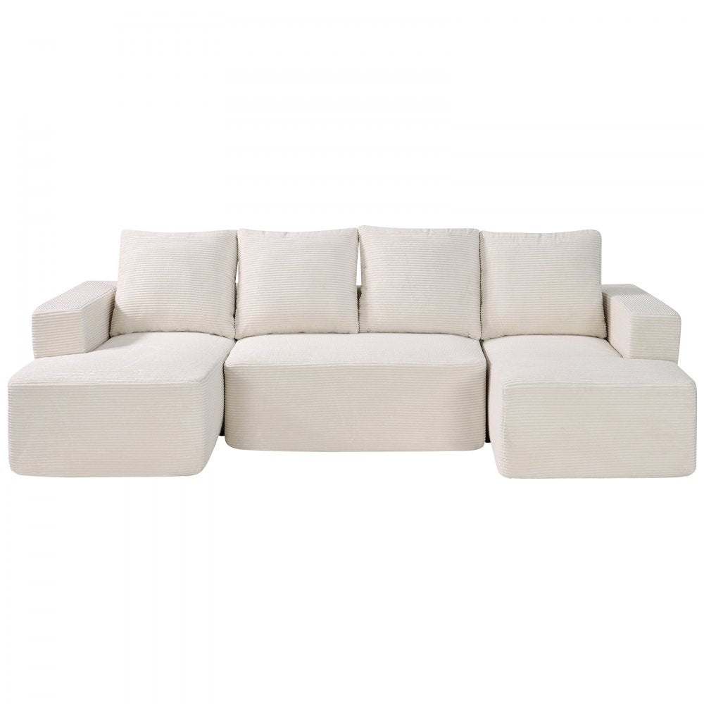 247038# - Versatile Modular Sofa in Corduroy, U-Shaped Design