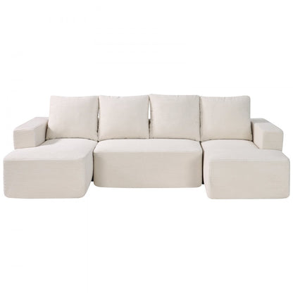 247038# - Versatile Modular Sofa in Corduroy, U-Shaped Design