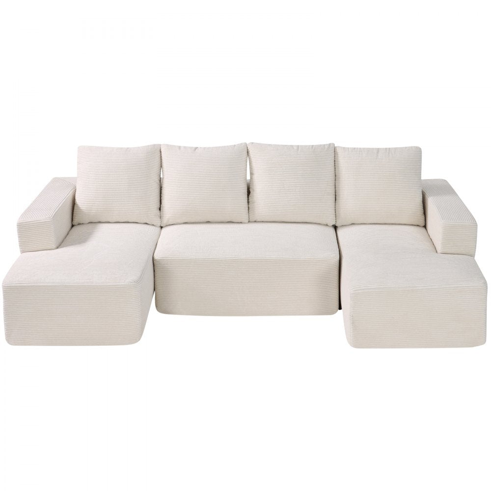 247038# - Versatile Modular Sofa in Corduroy, U-Shaped Design