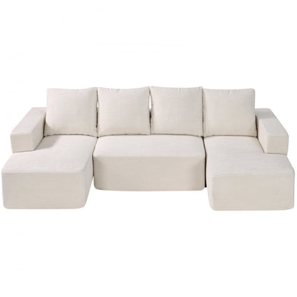 247038# - Versatile Modular Sofa in Corduroy, U-Shaped Design