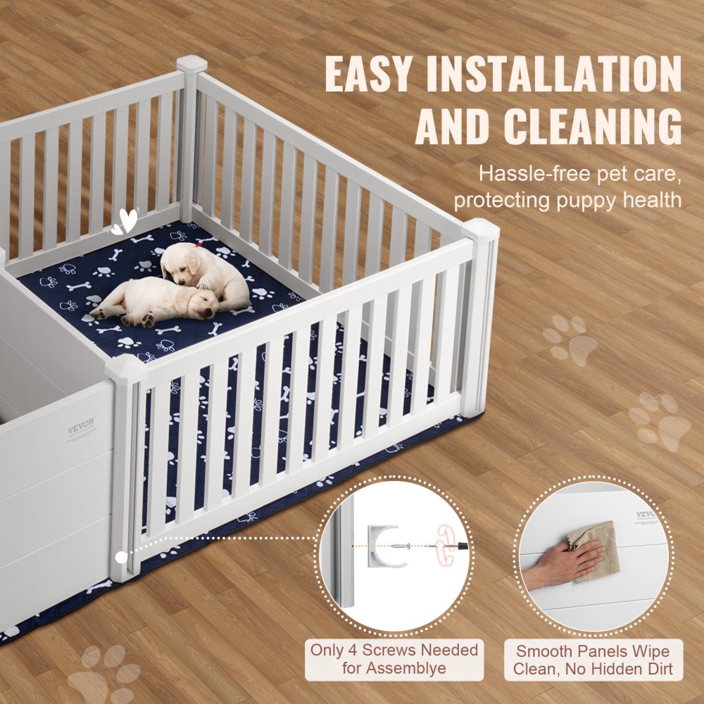 KH-CW05 - 93.3 x 48.4in PVC Dog Whelping Box with Rails and Care Kit