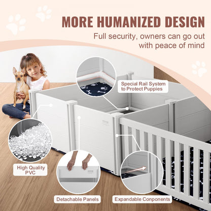 KH-CW05 - 93.3 x 48.4in PVC Dog Whelping Box with Rails and Care Kit